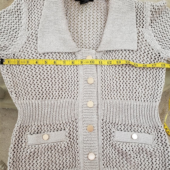 WHITE HOUSE BLACK MARKET SUBTLE METALLIC SWEATER - Picture 8 of 9